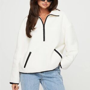 Princess Polly Samuel Polar Fleece Sweater Cream